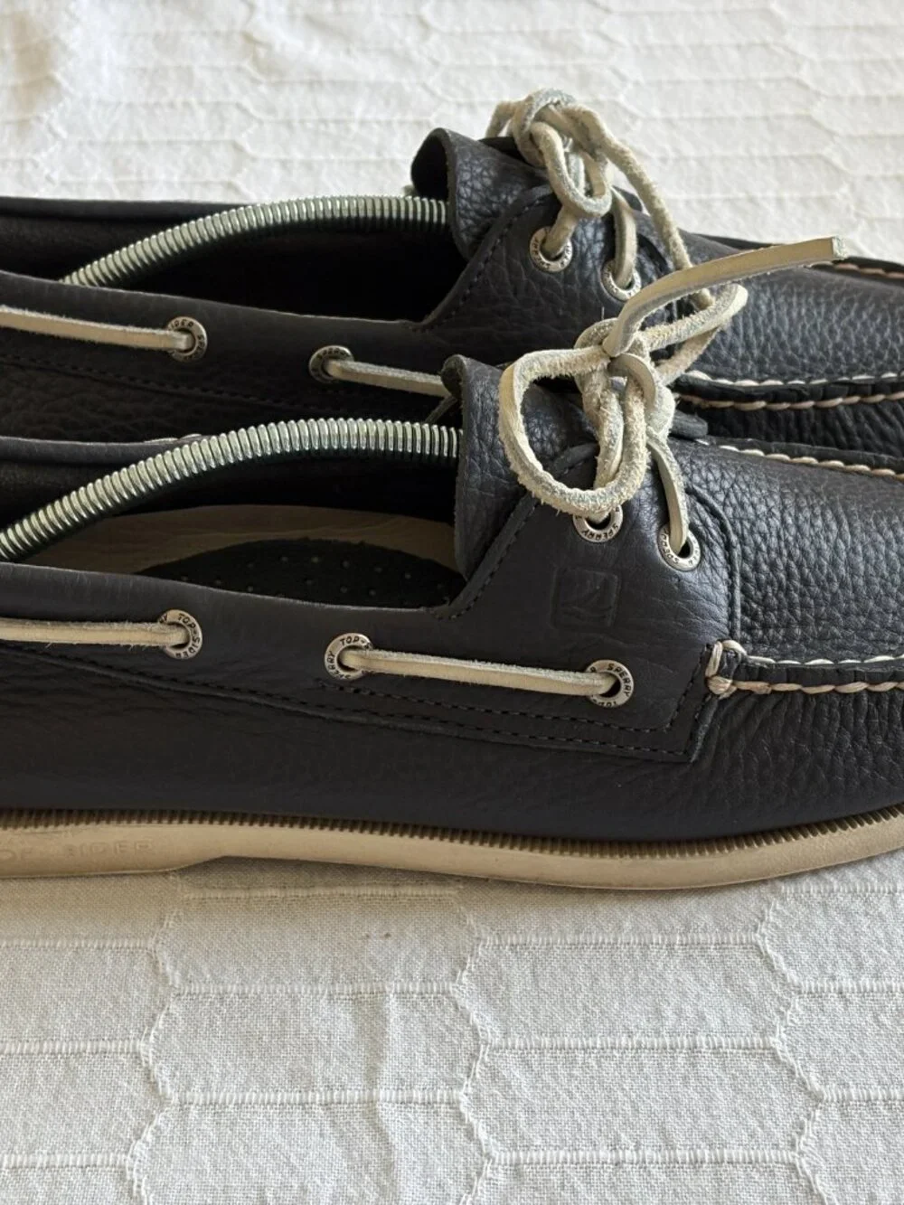 Sperry Authentic Original Boat Shoes 2 Eye Navy Leather Mens Size 9.5